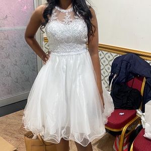 BRAND NEW White lace ruffle dress with rhinestones bridal